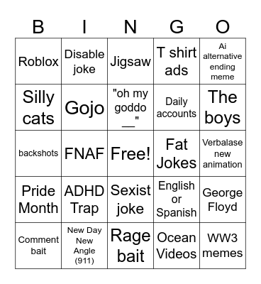 Bingo Slop Bingo Card