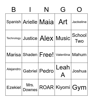 SCHOOL TWO Bingo Card