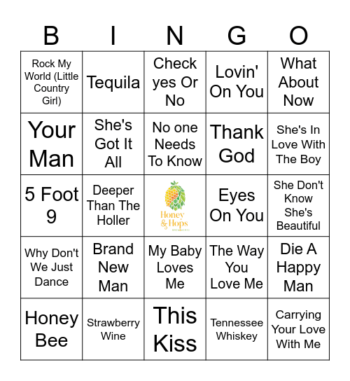 Country Love Songs Bingo Card