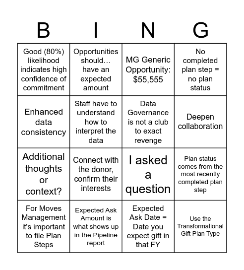 MG Jail Day Bingo Card