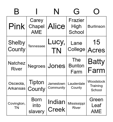 Family Reunion Bingo Card