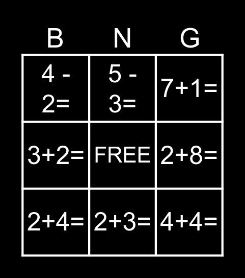 MATH TIME! Bingo Card