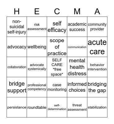 HECMA BUZZWORD BINGO Card
