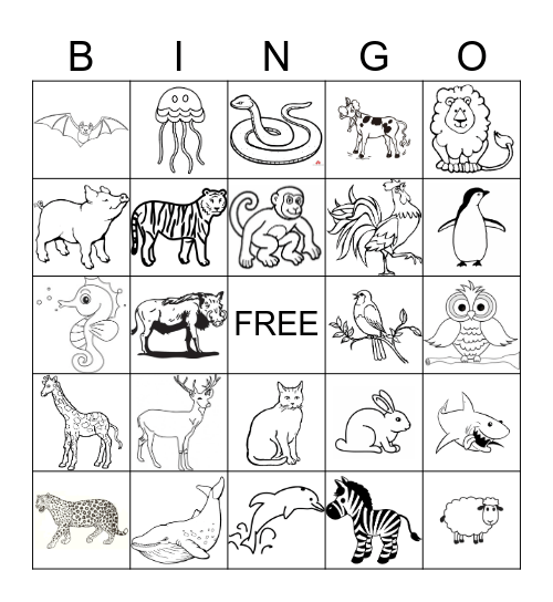 ANIMAL BINGO Card