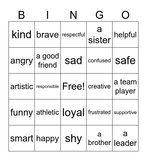 I am... Bingo Card