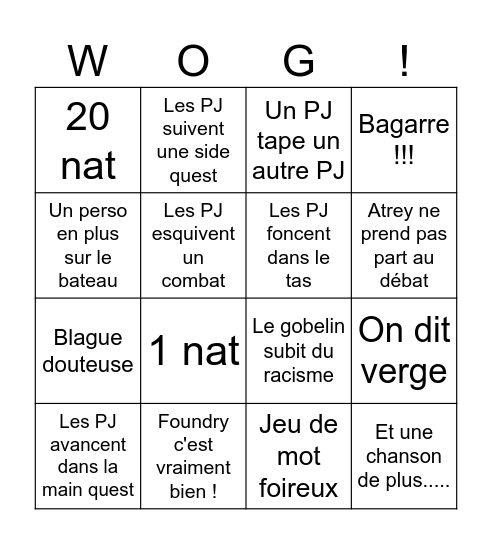 BINGWOG Bingo Card