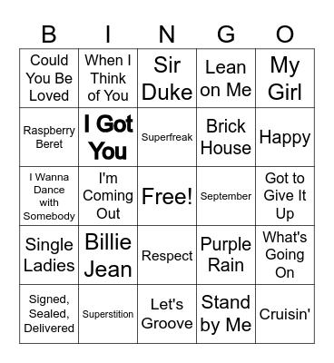 African-American Music Appreciation Month Bingo Card