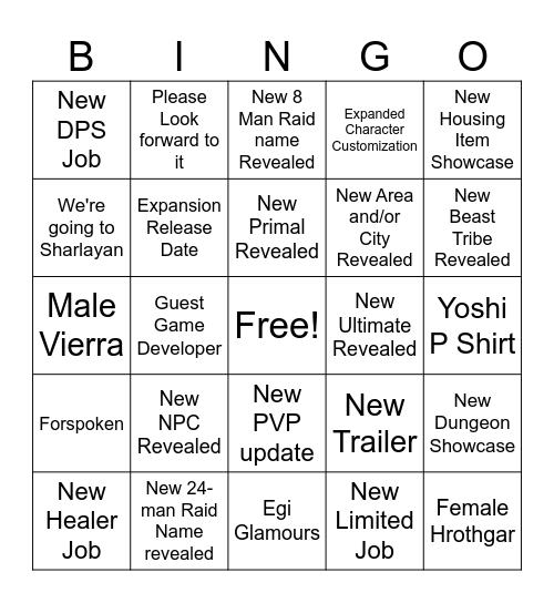 FFXIV BINGO Card