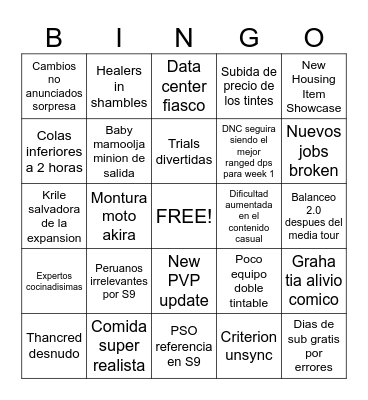 FFXIV BINGO Card