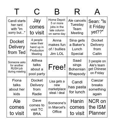 TJX TEAM BINGO Card