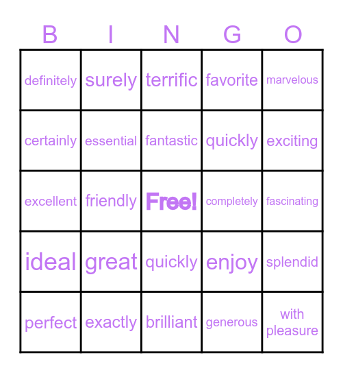 Sentiment goal Bingo Card