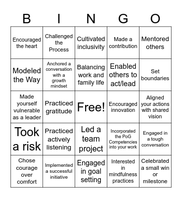 Cultivating Leadership Community Builder Bingo Card