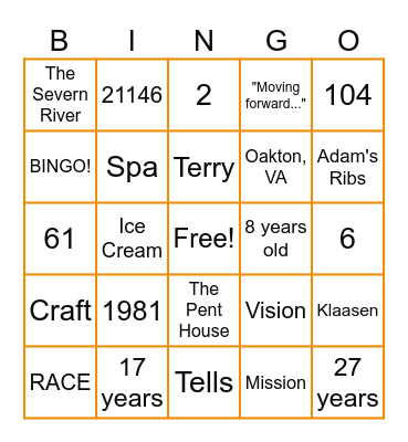 Sunrise Townhall BINGO Card