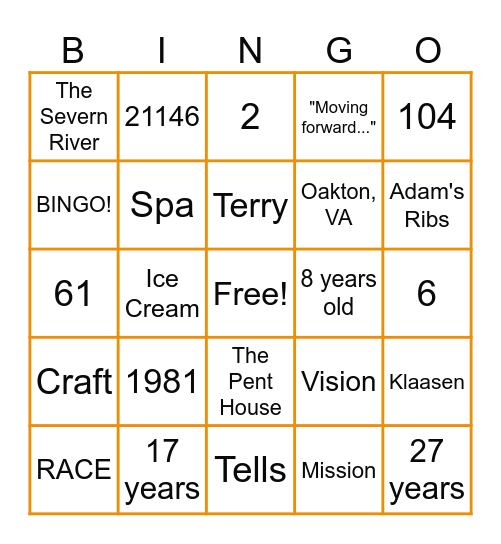 Sunrise Townhall BINGO Card