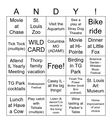 Andy's 60th B-day Bingo! Bingo Card