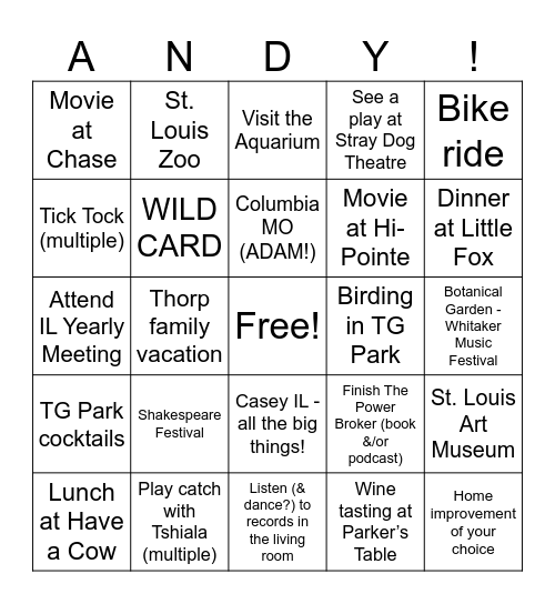 Andy's 60th B-day Bingo! Bingo Card