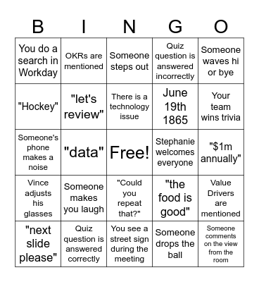 Q2 Team Slate Bingo Card