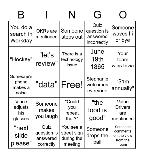 Q2 Team Slate Bingo Card