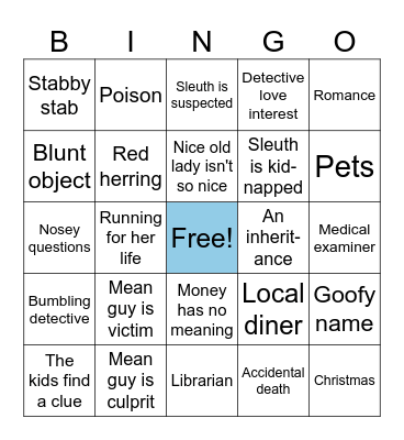 Cozy Mysteries Bingo Card