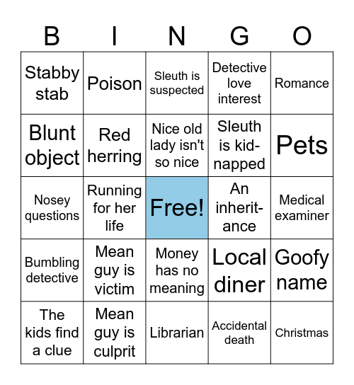 Cozy Mysteries Bingo Card