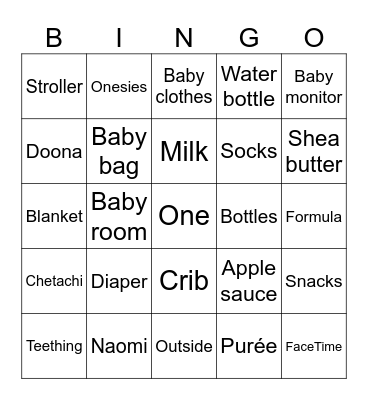 Chetachi’s First Year Bingo Card