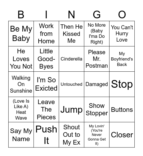 Girl Groups Bingo Card