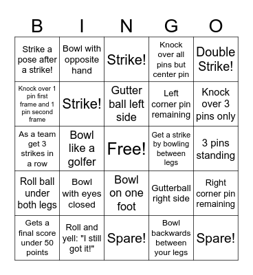 Bowling Bingo! Bingo Card