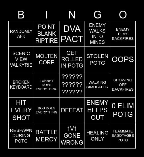 Scuffed POTG Bingo! Bingo Card