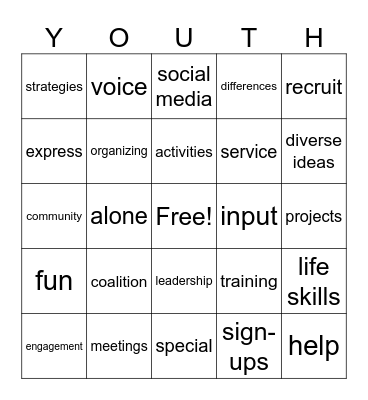 My Recruitment Era (Youth Engagement) Bingo Card