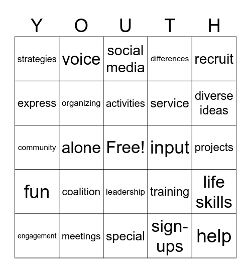 My Recruitment Era (Youth Engagement) Bingo Card