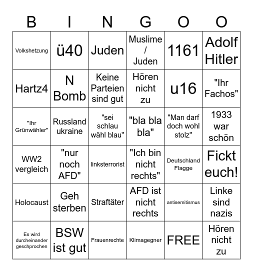 Hauptbahnhof Discord Bingo Card