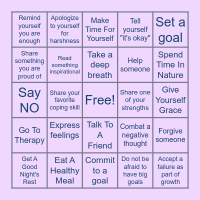 Self-Compassion Bingo Card
