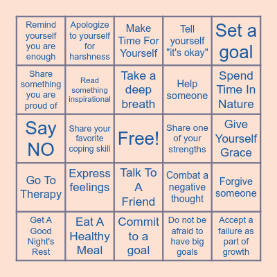 Self-Compassion Bingo Card