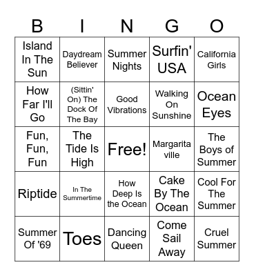 Beach Bingo Card