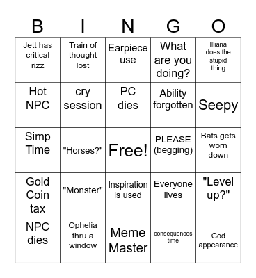 Session 12: Water Temple Bingo Card