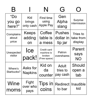 Tilles Concessions Bingo Card