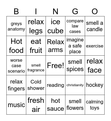 DBT distress tolerance Bingo Card