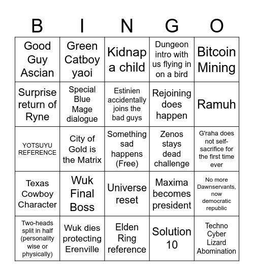 DAWNTRAIL BINGO Card