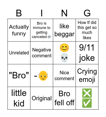 Yt shorts Bingo Card