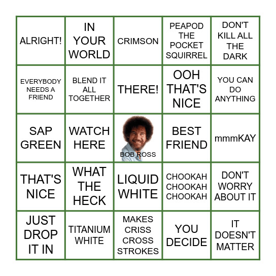 BOB ROSS- ISLAND IN THE WILDERNESS Bingo Card