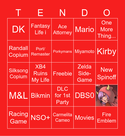 Nintendo Direct June 2024 Bingo Card