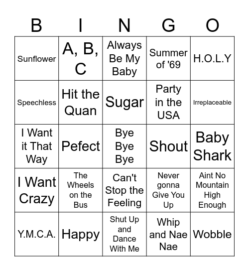 Singo Short Game Bingo Card