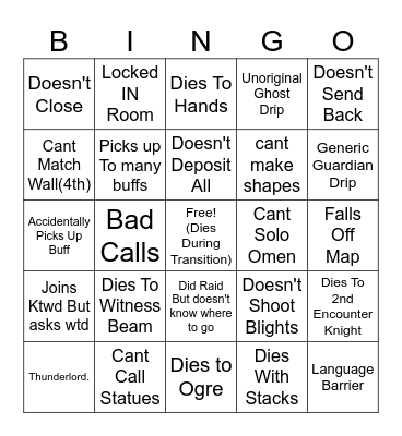 LFG Salvations Edge Bingo Card