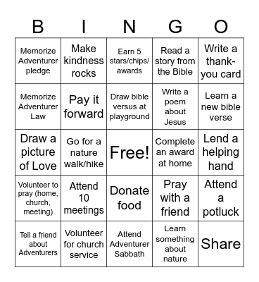 Olney Orions Bingo Card