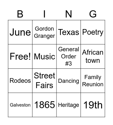 JUNETEENTH CELEBRATION Bingo Card