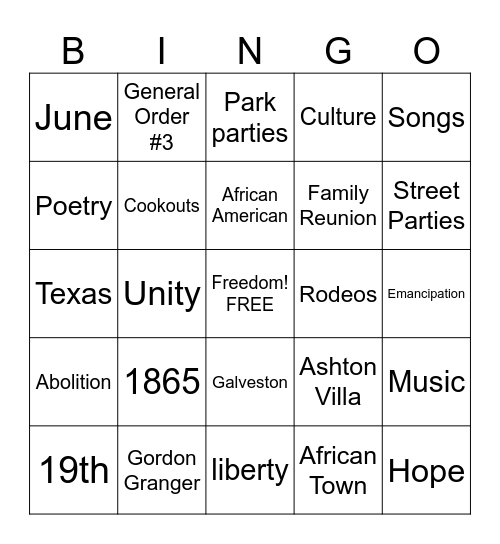 Juneteenth Bingo Card