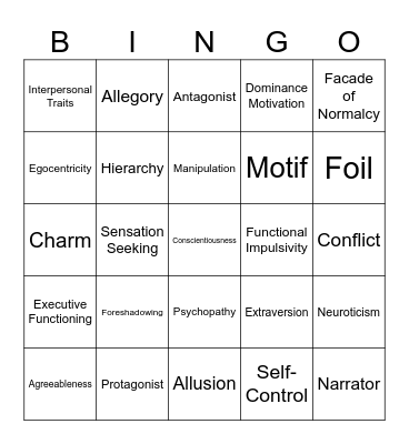 Leadership and Literature Bingo Card