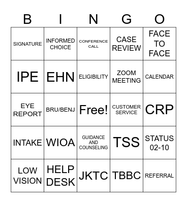 CBVI-CRO-VR Bingo Card