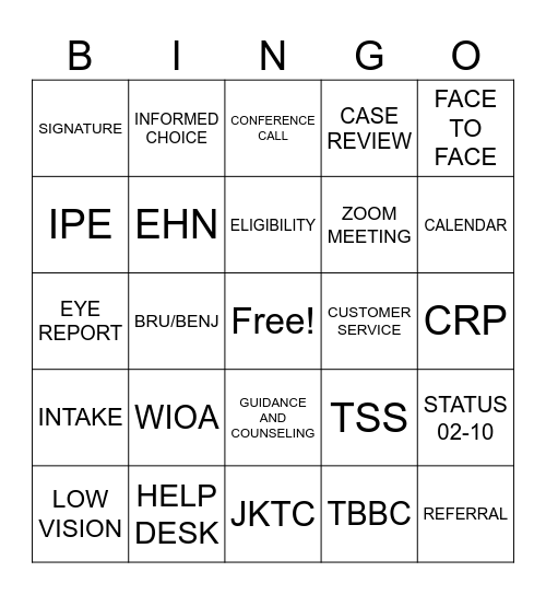 CBVI-CRO-VR Bingo Card