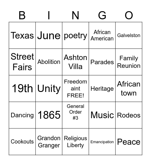 Juneteenth Bingo Card